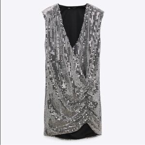Zara Silver Sequin Mini Dress